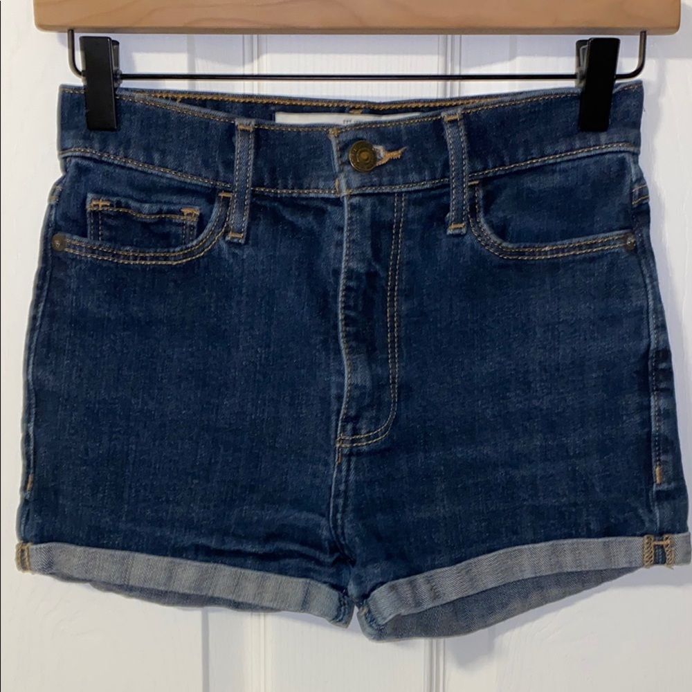Abercrombie & Fitch Blue Jean Shorts High-Waisted Rolled Hem Size 0